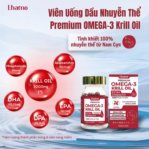 Viên nang dầu nhuyễn thể Lhamo Premium Omega-3 - Hỗ trợ tim mạch, cải thiện trí nhớ, tăng cường sức khỏe tự nhiên - Hộp 90 viên