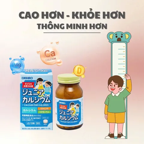 Viên nhai canxi Orihiro Junior Calcium - Hỗ trợ tăng chiều cao cho trẻ em, bổ sung vitamin D và khoáng chất thiết yếu, hộp 300 viên