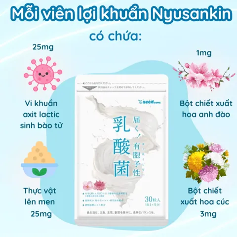 Viên Uống Bổ Sung Lợi Khuẩn Nyusankin Seedcoms - Hỗ Trợ Tiêu Hóa Khỏe Mạnh, Cân Bằng Hệ Vi Sinh Đường Ruột, Tăng Cường Miễn Dịch