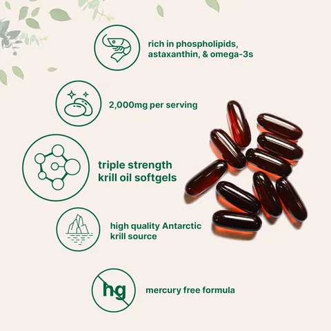 Viên uống Dầu Nhuyễn Thể Micro Ingredients Antarctic Krill Oil 2000mg - Tốt cho Tim Mạch và Làm Đẹp Da, Chứa Omega 3 Tự Nhiên