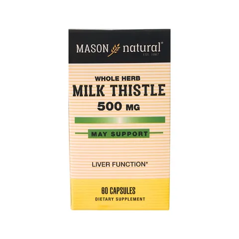 Viên uống Mason Natural Milk Thistle 500mg - Hỗ trợ bảo vệ sức khỏe gan và giải độc gan - Sản phẩm chính hãng từ Mỹ