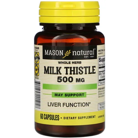 Viên uống Mason Natural Milk Thistle 500mg - Hỗ trợ bảo vệ sức khỏe gan và giải độc gan - Sản phẩm chính hãng từ Mỹ