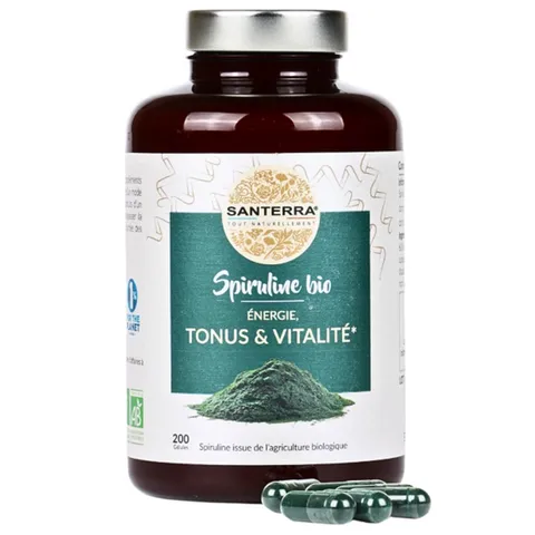 Viên Uống Tảo Xoắn Spiruline Santerra 200 Viên - Giàu Chất Xơ và Protein, Tốt Cho Sức Khỏe, Phù Hợp Người Ăn Chay