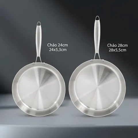 Chảo Bếp Từ Inox Đúc Liền Khối 3 Lớp Kalpen Luxus - Sang Trọng, Chống Dính, Tiết Kiệm Năng Lượng, Đun Nấu Thông Minh