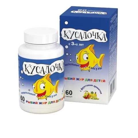 Dầu Cá Tuyết Kusalochka Vị Trái Cây - Bổ Sung Omega-3 Cho Trẻ Từ 3 Tuổi - Hỗ Trợ Phát Triển Trí Não và Thị Lực