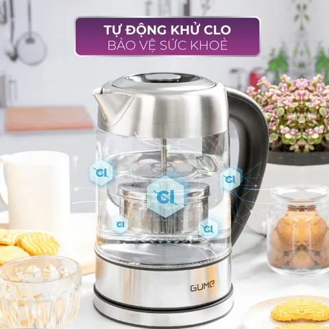 Ấm Siêu Tốc Gume GMEK-2201 - Thủy Tinh Chịu Nhiệt, Màn Hình LED Cảm Ứng, Công Suất 2200W, Dung Tích 1.7L, Tinh Tế Cho Bếp Nhà Bạn