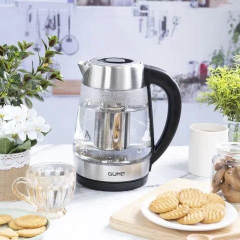Ấm Siêu Tốc Gume GMEK-2202 - Điều Chỉnh 5 Mức Nhiệt Độ, Dung Tích 1.7L, Thiết Kế Sang Trọng, Thủy Tinh & Inox Cao Cấp