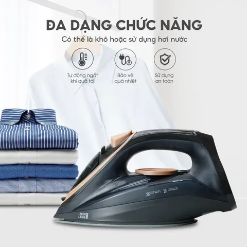 Bàn là hơi nước Lebenlang LBL5289 - Công suất 2200W, Đa chức năng cho mọi loại vải, Chống nhỏ giọt & Tự ngắt an toàn