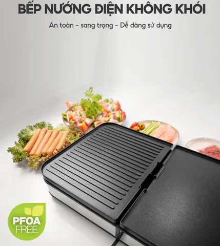 Bếp Nướng Điện Đôi Không Khói Lebenlang LBL8586 Đức 2000W - Nướng Nhanh Với 6 Mức Nhiệt Độ, Khay Đựng Dầu Chịu Nhiệt, Phục Vụ 6-8 Người