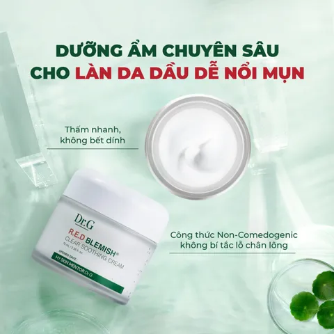 Combo Kem Dưỡng Dr.G R.E.D Blemish Clear Soothing Cream 70ml + Kem Chống Nắng Brightening Up Sun+ SPF50+ - Chăm Sóc Da Nhạy Cảm