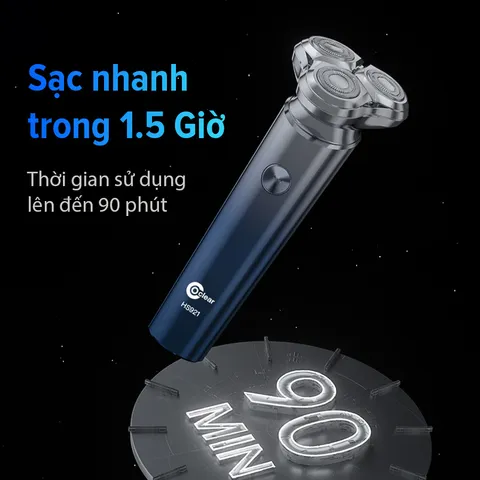 Máy cạo râu Coclear HS921 3D - Lưỡi dao kép, Sạc nhanh USB Type-C, Cạo khô và ướt, Thời gian sử dụng 1.5 giờ