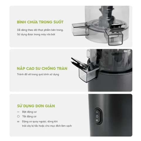 Máy Ép Chậm Lebenlang LBL1414 - 300W Tối Ơi Hóa Món Nước Ép Dinh Dưỡng, Thiết Kế Hiện Đại, Công Nghệ DC, Ép Kiệt Bã 99%