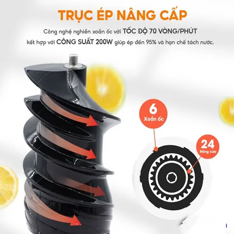 Máy Ép Chậm Lebenlang LBSS3937 Đức 200W 1200ml - Ép Kiệt Nước Tối Ưu, Thiết Kế Thông Minh, Dễ Dàng Sử Dụng