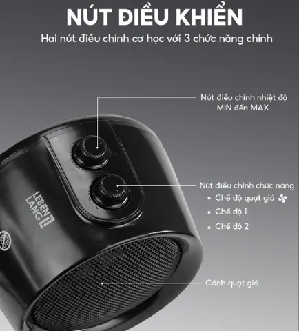 Máy Sưởi Gốm Mini Để Bàn Lebenlang LBL0275 Đức 1500W - Tiện Lợi, Đa Mức Nhiệt và Tiết Kiệm Điện Cho Không Gian Nhỏ