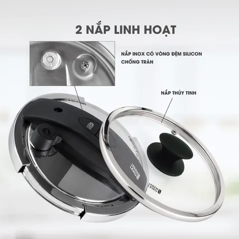 Nồi Áp Suất Lebenlang LBL0909 5.5L - Chất Liệu Inox Cao Cấp, Tương Thích Mọi Loại Bếp, Nấu Nhanh Tiết Kiệm Thời Gian