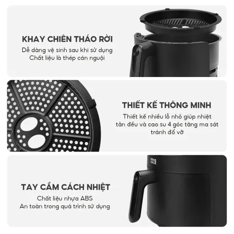 Nồi Chiên Không Dầu Lebenlang LBL8187 5L - Công Nghệ Chiên Không Dầu 360° Cho Bữa Ăn Ngon Miệng Cho Gia Đình 4-6 Người