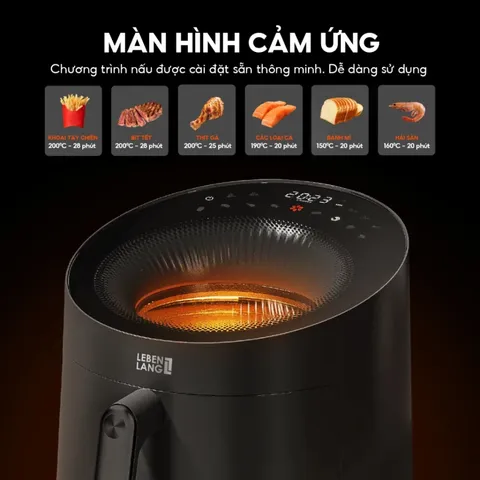 Nồi Chiên Không Dầu Lebenlang LBL8187 5L - Công Nghệ Chiên Không Dầu 360° Cho Bữa Ăn Ngon Miệng Cho Gia Đình 4-6 Người