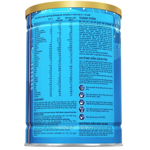 Sữa Enfagrow Enspire số 3 cho bé từ 2-6 tuổi - Hỗ trợ tiêu hóa, tăng cường trí não, bổ sung DHA & Lactoferrin - 850g