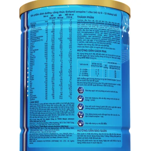 Sữa Enfamil Enspire 1 cho bé 0-12 tháng - Bổ sung Lactoferrin, DHA, HMO 2'-FL, GOS giúp tăng cường sức đề kháng và phát triển trí não