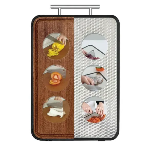Thớt Gỗ Hai Mặt Đa Năng Gume Hàn Quốc - Gỗ Mun và Inox 304 Kháng Khuẩn, Chống Trầy Xước, Tiện Lợi Cho Nhà Bếp