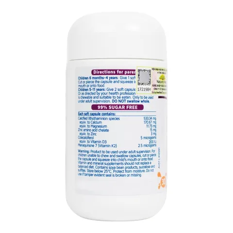 Viên nhai Nature's Way Kids Smart Burst Canxi với Magie & Kẽm - Hỗ trợ xương răng chắc khỏe cho trẻ em, 30 viên
