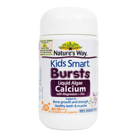 Viên nhai Nature's Way Kids Smart Burst Canxi với Magie & Kẽm - Hỗ trợ xương răng chắc khỏe cho trẻ em, 30 viên