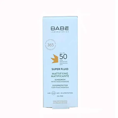 Kem chống nắng Babe Super Fluid Mattifying SPF 50+ - Kiểm soát dầu, Bảo vệ da khỏi UV, Phù hợp cho da dầu và hỗn hợp, 50ml