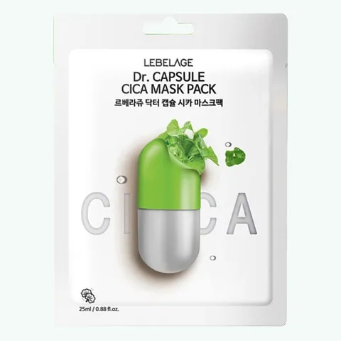 Mặt Nạ Lebelage Dr.Capsule Cica Rau Má - Hỗ Trợ Phục Hồi Da Nhạy Cảm, Làm Dịu, Giảm Mẩn Đỏ, Giúp Tái Tạo Da Tổn Thương