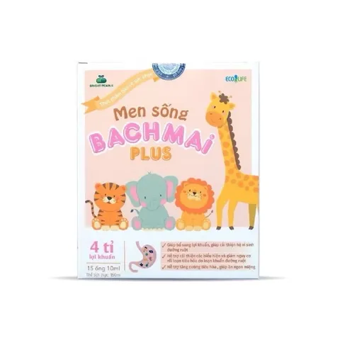 Men Sống Bạch Mai Plus 15 ống x 10ml - Hỗ Trợ Tiêu Hóa, Cung Cấp Lợi Khuẩn & Kẽm, Giảm Rối Loạn Tiêu Hóa cho Trẻ Em và Người Lớn