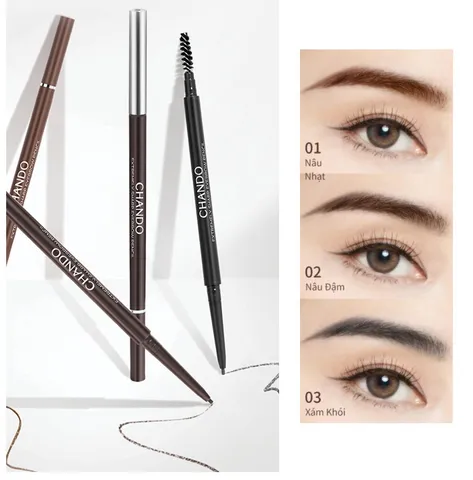 Chì Kẻ Mày Nét Mảnh Chando Himalaya Ultra-Fine Eyebrow Pencil 03 Smoke Gray - Định Hình Chân Mày Tự Nhiên, Dễ Sử Dụng, Giữ Màu Lâu