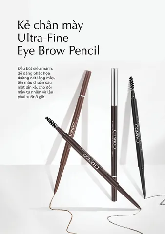 Chì Kẻ Mày Nét Mảnh Chando Himalaya Ultra-Fine Eyebrow Pencil 03 Smoke Gray - Định Hình Chân Mày Tự Nhiên, Dễ Sử Dụng, Giữ Màu Lâu