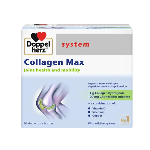 [Date T9/2026] Collagen thuỷ phân Doppelherz Collagen Max dạng nước 11.000mg - Hỗ trợ khớp linh hoạt và khỏe mạnh, Hộp 30 ống 25ml