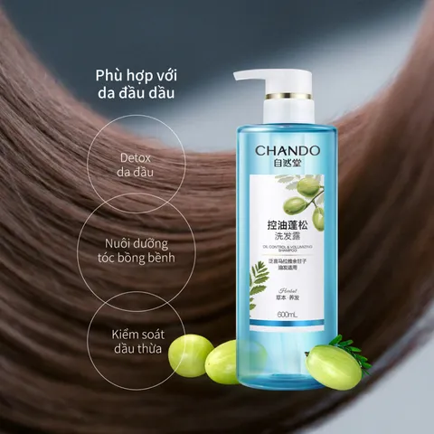 Dầu Gội Chando Himalaya Hỗ Trợ Kiểm Soát Dầu & Tăng Độ Phồng Tóc - Sạch Sâu, Thư Giãn, Chai 600ml
