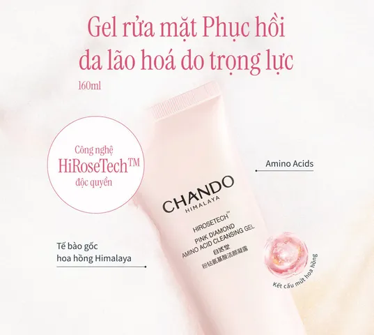 Gel Rửa Mặt Phục Hồi Da Chando Himalaya Pink Diamond - Cleansing Gel Amino Acid Dịu Nhẹ, Phù Hợp Mọi Loại Da, 150g