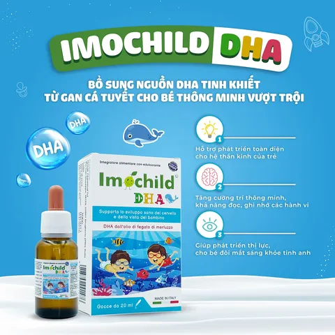 Siro Imochild DHA - Bổ Sung DHA Cho Não Bộ Và Thị Lực, Dễ Uống Dành Cho Trẻ Từ 6 Tháng Tuổi - Hỗ Trợ Phát Triển Trí Não Trẻ Em