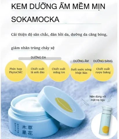 Kem Dưỡng Ẩm Mềm Da SokaMocka Nhật Bản - Chiết Xuất Tự Nhiên, Cải Thiện Độ Săn Chắc và Đàn Hồi, Giúp Da Căng Bóng 50g