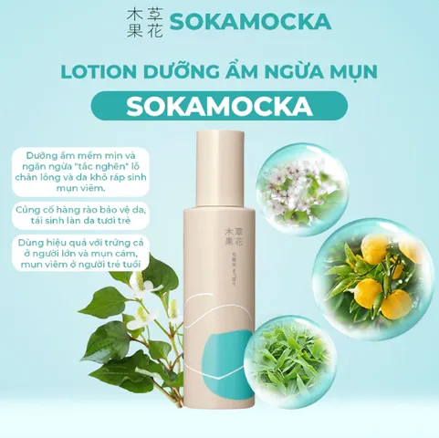 Lotion Dưỡng Ẩm Cho Da Mụn Sokamocka Nhật Bản 180ml - Công Thức Tự Nhiên, Thẩm Thấu Nhanh, Giúp Cấp Ẩm và Làm Mềm Da