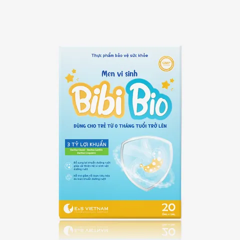 Men vi sinh Bibi Bio E&S cho trẻ từ 0 tháng và phụ nữ mang thai - Hỗ trợ tiêu hóa - Hộp 20 ống 5ml