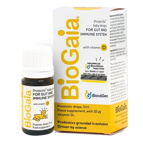 Men vi sinh BioGaia Protectis + Vitamin D3 cho bé - Hỗ trợ tiêu hóa và miễn dịch khỏe mạnh, dạng nhỏ giọt tiện dụng 5ml