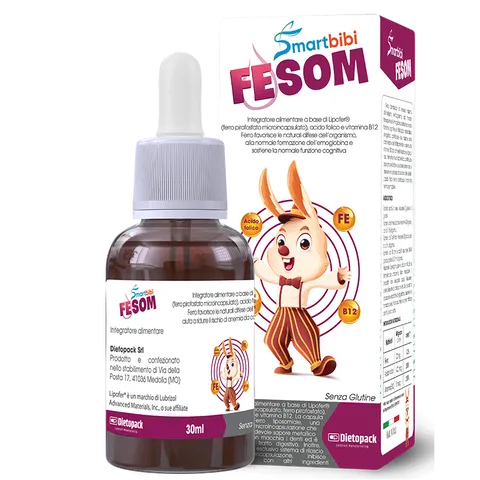 Sắt thông minh Smartbibi Fesom 30ml dạng nhỏ giọt cho trẻ em và người lớn - Bổ sung sắt, acid folic, vitamin B12, cải thiện sức khỏe máu
