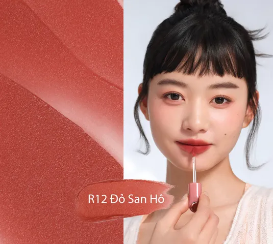 Son Kem Chando Himalaya Velvet Matte R12 Coral Red - Son Lì Tươi Tắn, Chất Son Nhung Mịn, Dùng Hằng Ngày, Giữ Màu 6 Tiếng