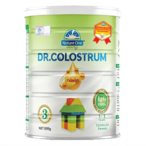 Sữa Dr.Colostrum Nature One Dairy số 3 - Dinh dưỡng cho trẻ 1-3 tuổi, bổ sung IgG, DHA, ARA và 25 vitamin thiết yếu, hộp 800g