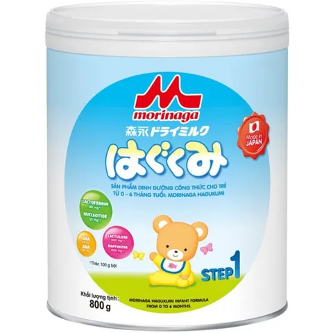 Sữa Morinaga Hagukumi 1 cho bé 0-6 tháng tuổi - Hộp 800g, Bổ sung Lactoferrin, Hỗ trợ Phát triển Trí Não và Tiêu Hóa Tốt