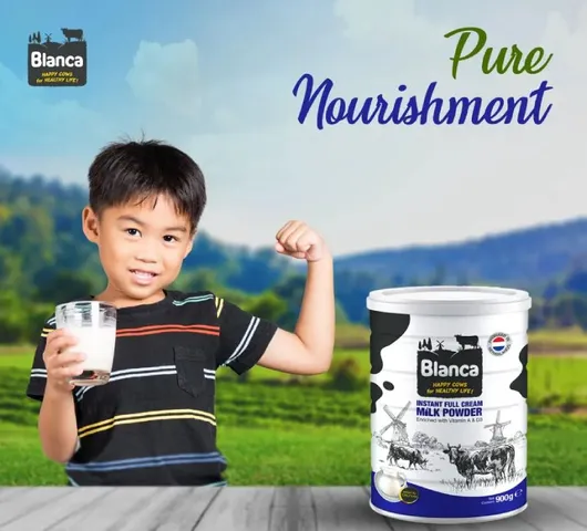 Sữa Tươi Dạng Bột Nguyên Kem Blanca Hà Lan 900g - Sữa Không Đường Dinh Dưỡng Cao, Phù Hợp Cho Trẻ Từ 1 Tuổi Trở Lên