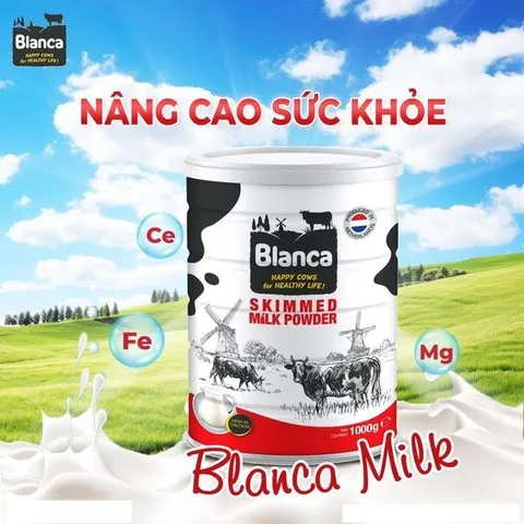 Sữa Tươi Dạng Bột Tách Béo Blanca Hà Lan 1000g - Giàu Canxi, Dinh Dưỡng Cao, Thích Hợp Cho Trẻ Em Và Người Kiểm Soát Cân Nặng