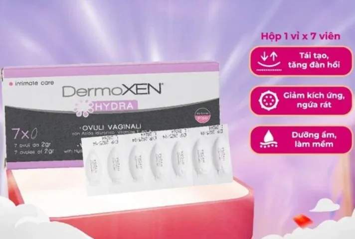 Viên đặt phụ khoa DermoXEN Hydra Ý - Hỗ trợ ẩm và làm dịu vùng kín cho phụ nữ - Hộp 7 viên nhập khẩu từ Ý