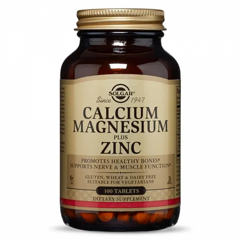 Viên uống bổ sung khoáng chất Solgar Calcium Magnesium Plus Zinc - Hỗ trợ xương, răng chắc khỏe, 100 viên nhập khẩu Mỹ