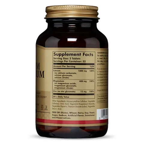 Viên uống bổ sung khoáng chất Solgar Calcium Magnesium Plus Zinc - Hỗ trợ xương, răng chắc khỏe, 100 viên nhập khẩu Mỹ