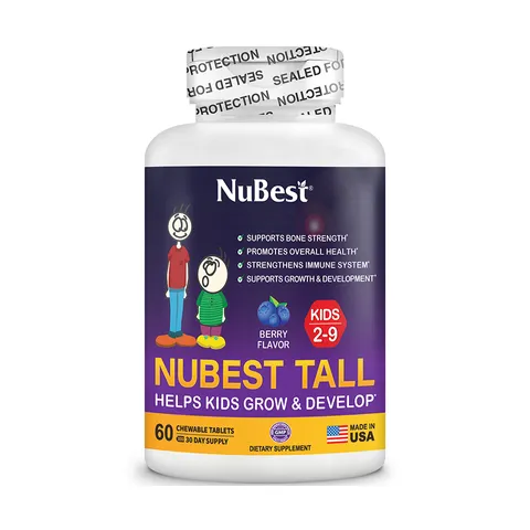Viên nhai Nubest Tall Kids hỗ trợ tăng chiều cao cho trẻ 2-9 tuổi - Bổ sung canxi, vitamin D3, kẽm, vị chua ngọt dễ ăn