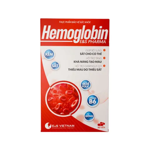 Viên sắt hữu cơ Hemoglobin E&S Pharma cho bà bầu - Hỗ trợ bổ sung sắt và giảm thiếu máu, 30 viên